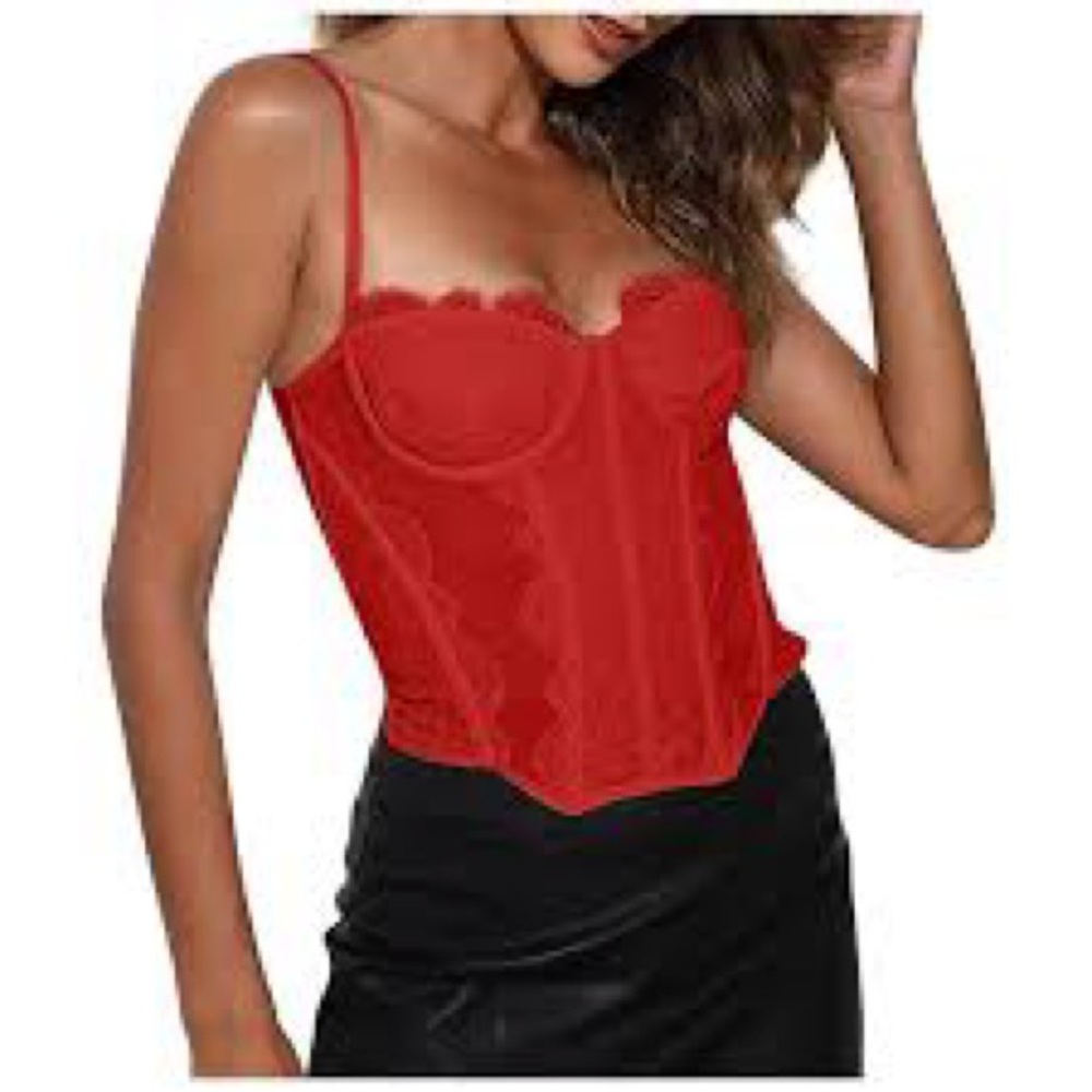 Dealmore Elegant Red Lace Bustier